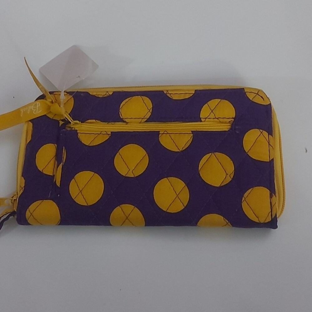 Belvah Yellow/Purple Zip Polka Dot Wallet Wristlet Dopamine Coconut Girl NEW - Picture 2 of 8